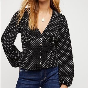 Free People Love Street Polka Dot Blouse